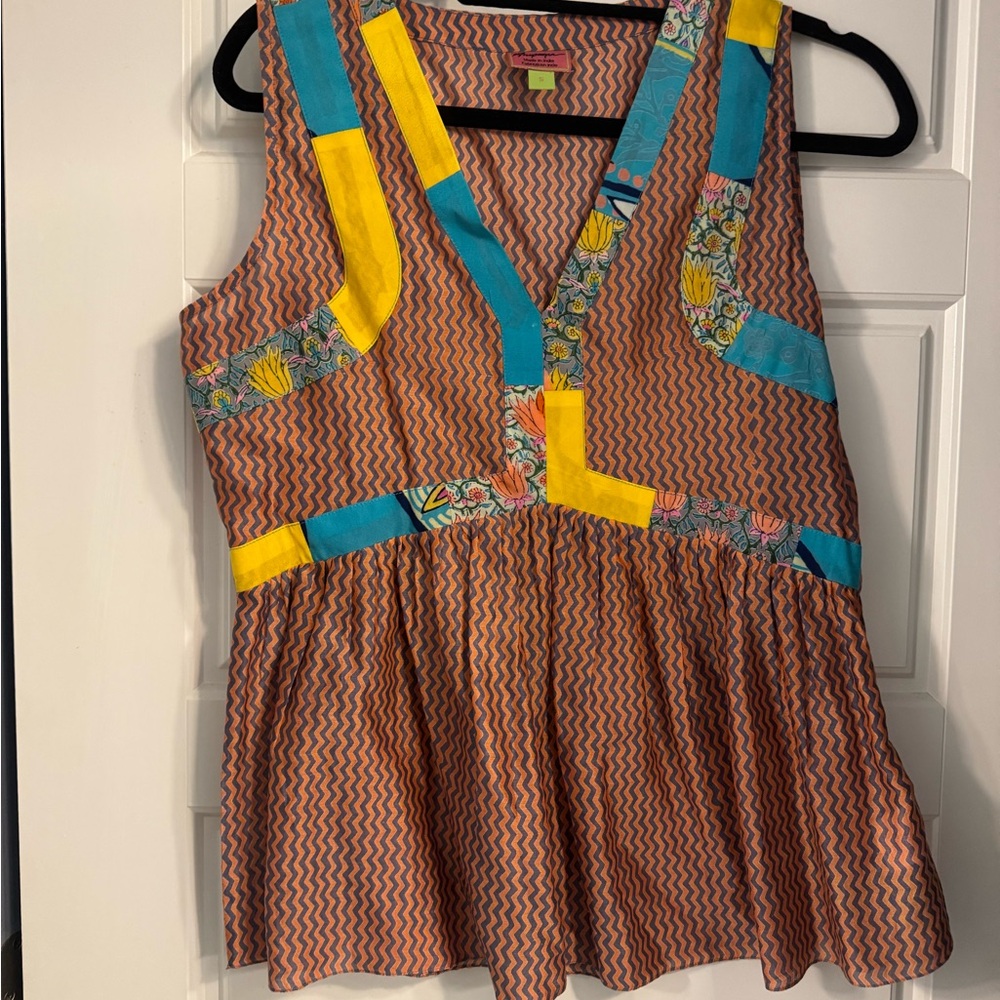 Anthropologie Colorful Sleeveless Patterned Top